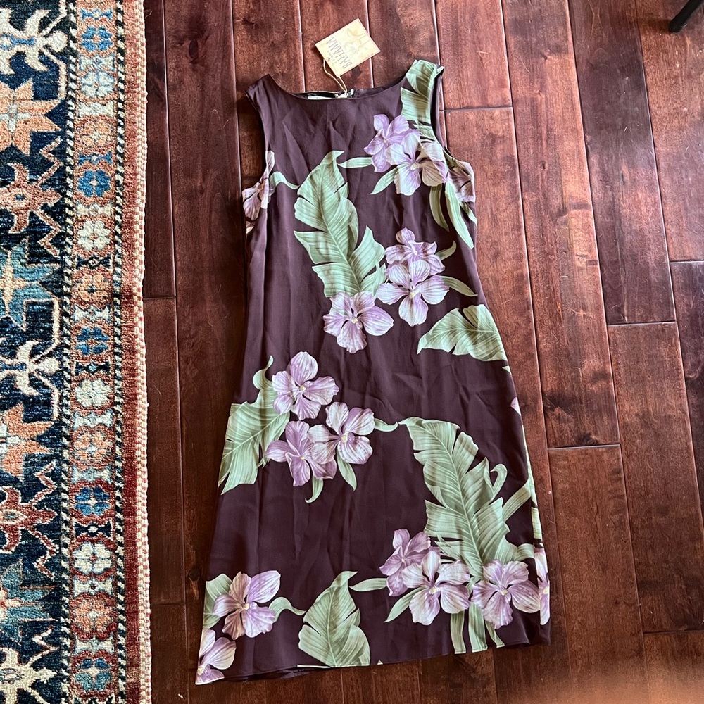 Vintage Tommy Bahama silk dress with floral pattern and tags